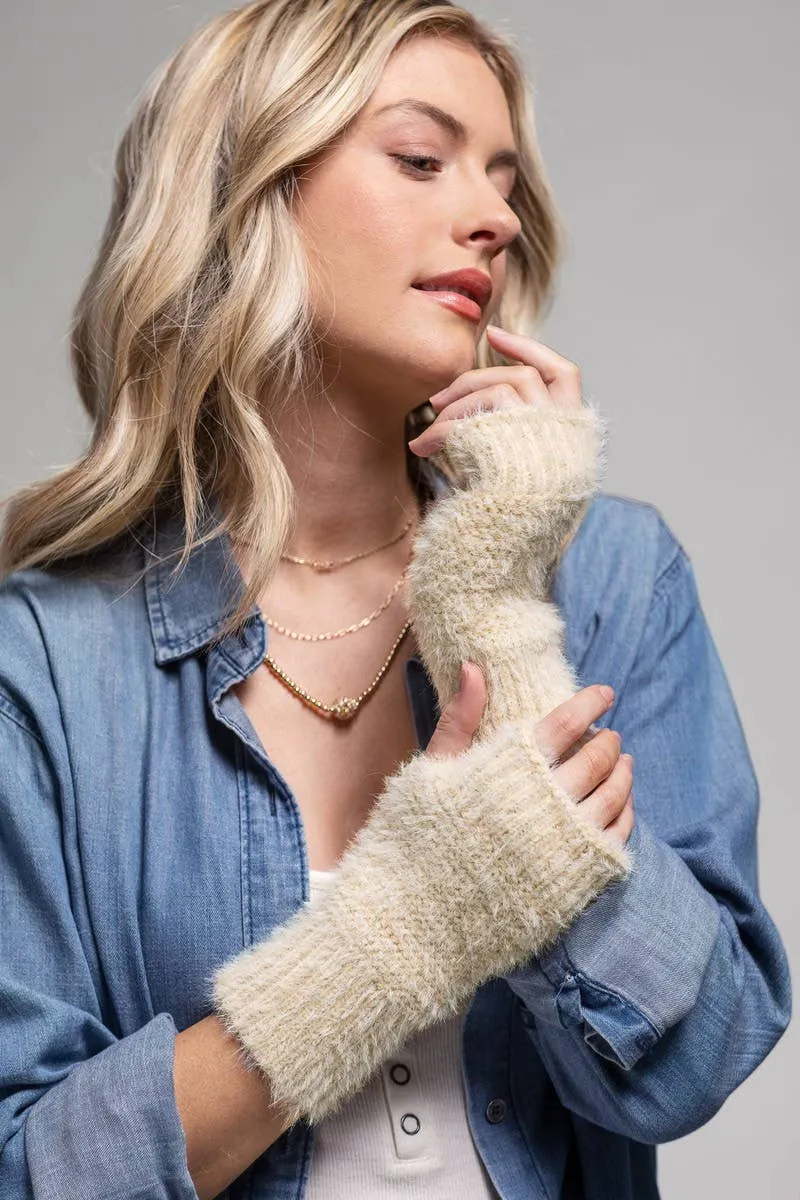 Garter Stitch Fingerless Gloves: Pink