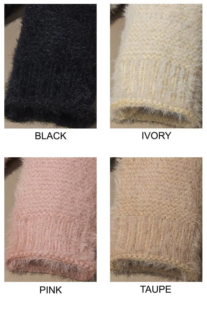 Garter Stitch Fingerless Gloves: Pink