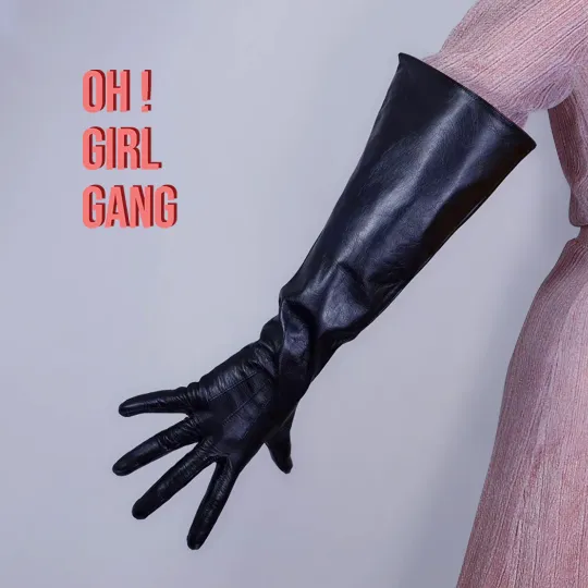 GENUINE LEATHER Black Touch-Screen Gloves (50cm)