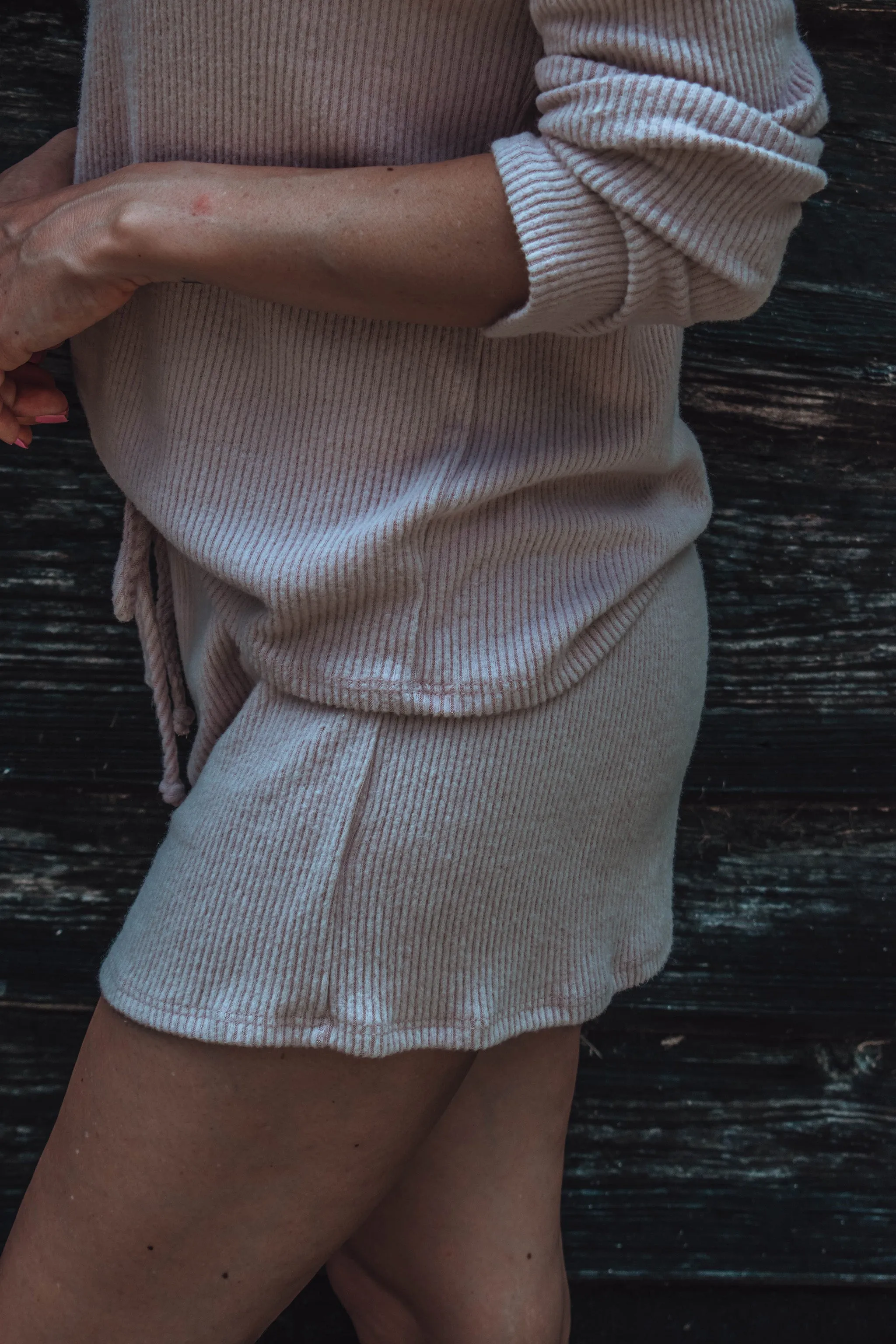 Georgie Ribbed Shorts - Dusty Rose