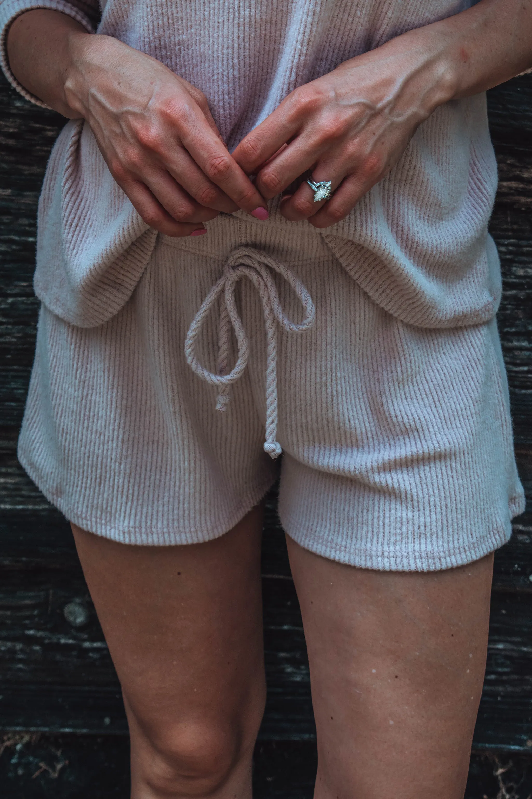 Georgie Ribbed Shorts - Dusty Rose