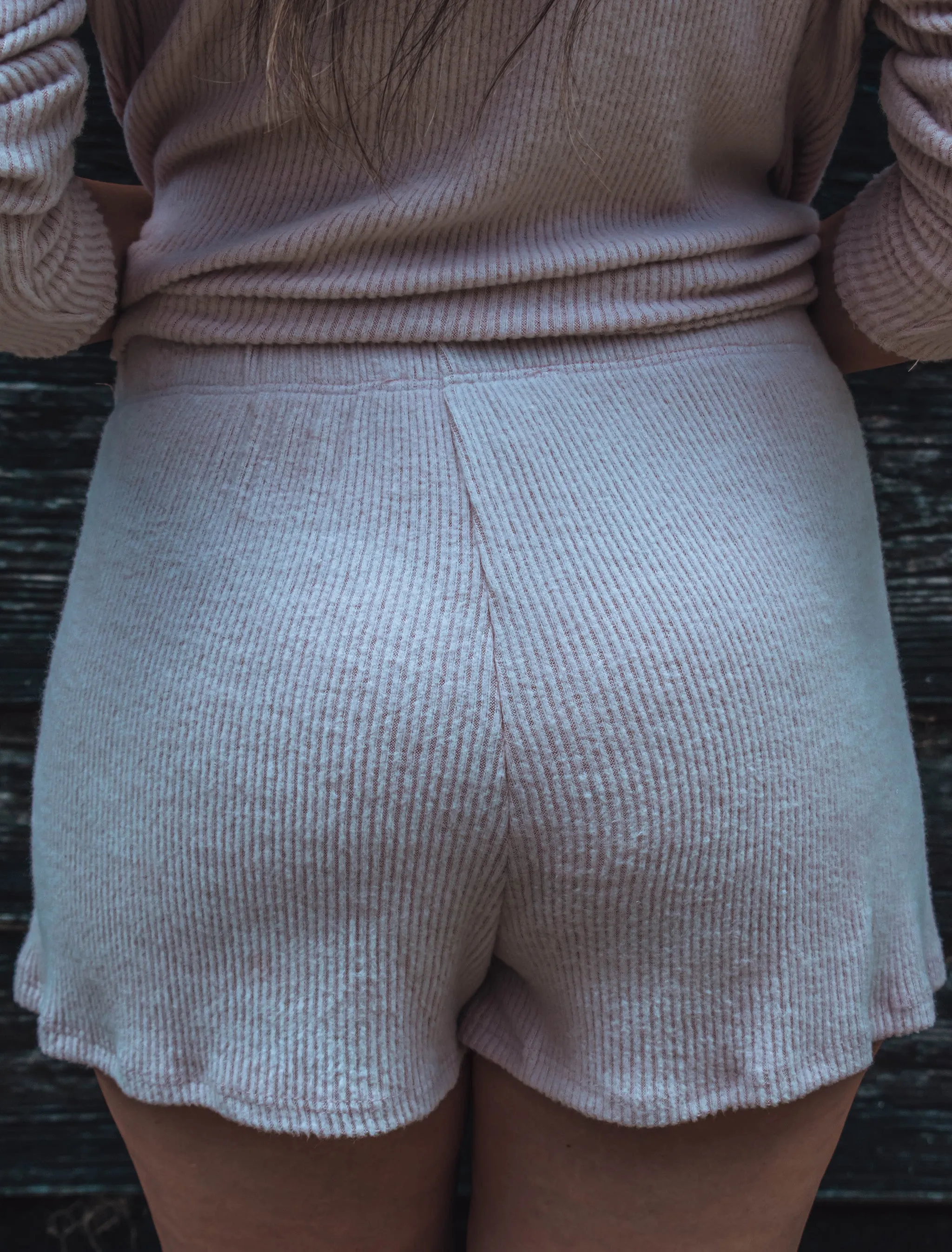 Georgie Ribbed Shorts - Dusty Rose