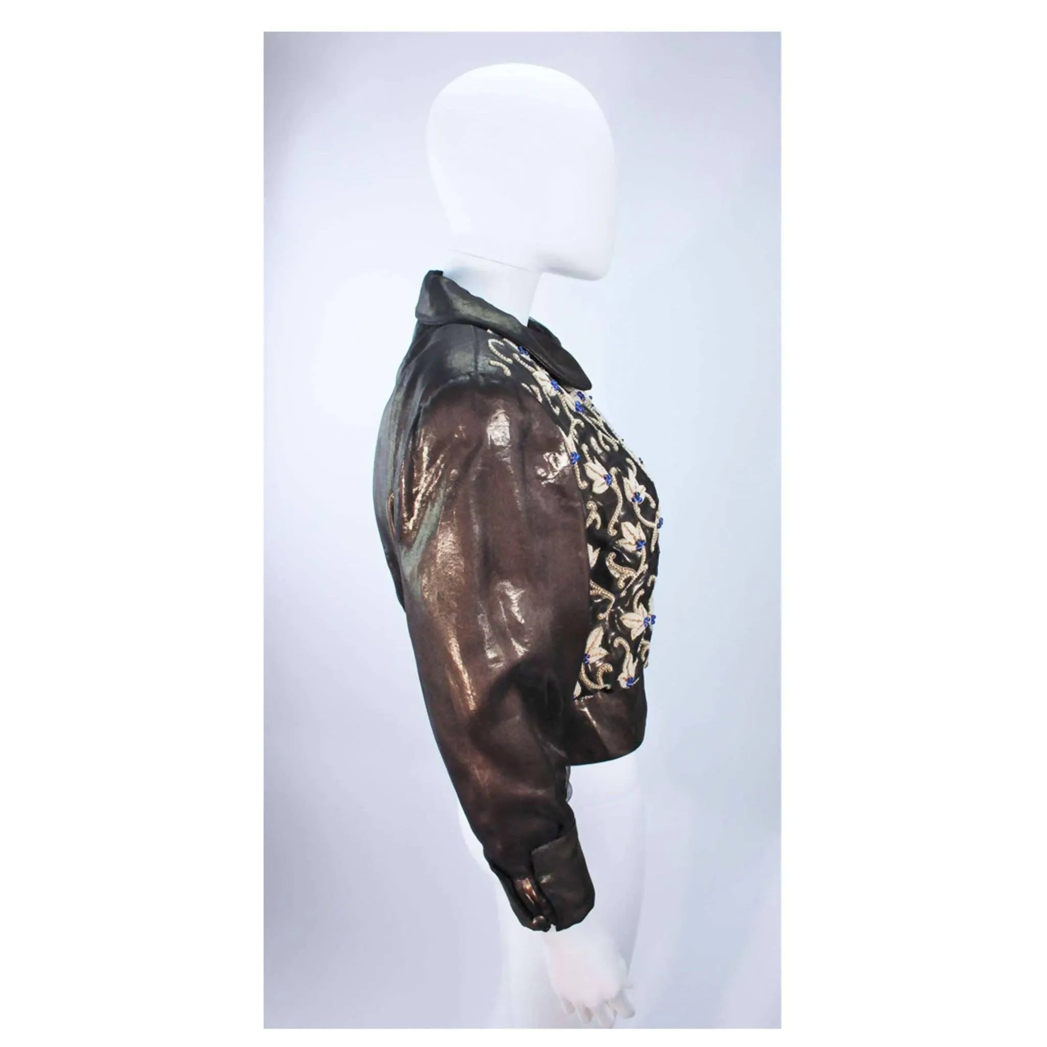 GIORGIO ARMANI Bronze Jacket with Beaded Embroidery | Size EU 44