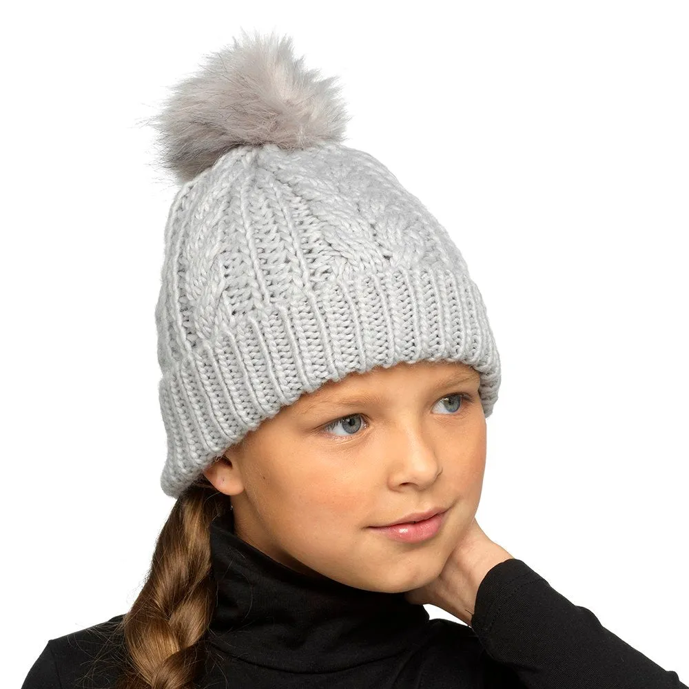 Girls Chunky Knit Bobble Hat - Assorted Colours/Sizes