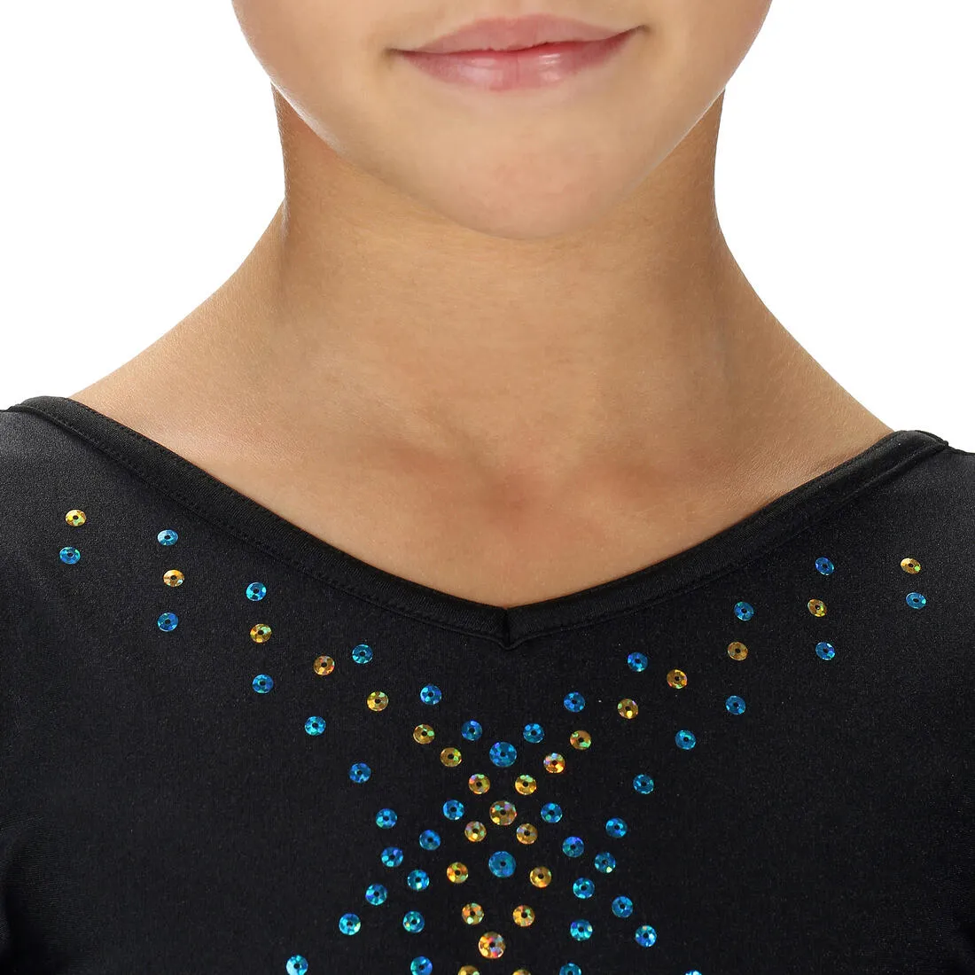 Girls' Long Sleeve Gym Leotard - Black/Blue
