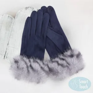 GL0083 - Mixed Color Faux Fur Cuff Smart Touch Gloves