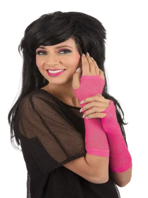 Gloves Pink Fingerless Fishnet