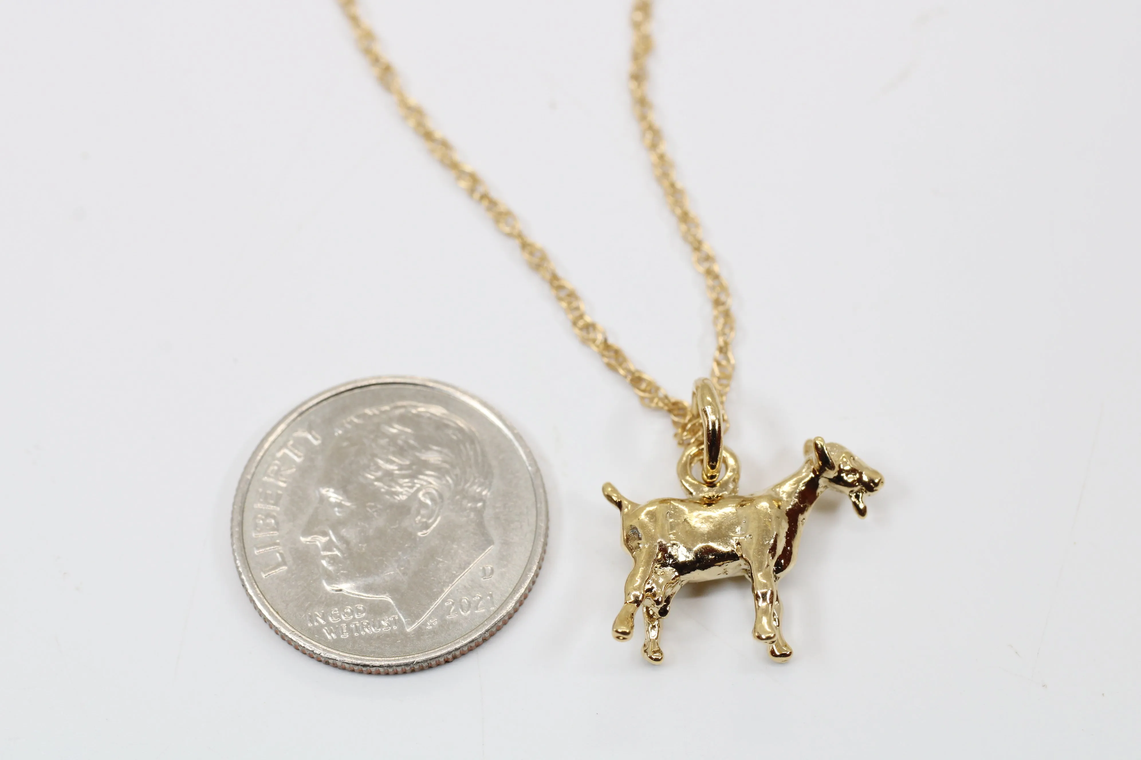 Gold Toggenburg Dairy Goat Necklace with 14kt Gold Vermeil 3D Goat