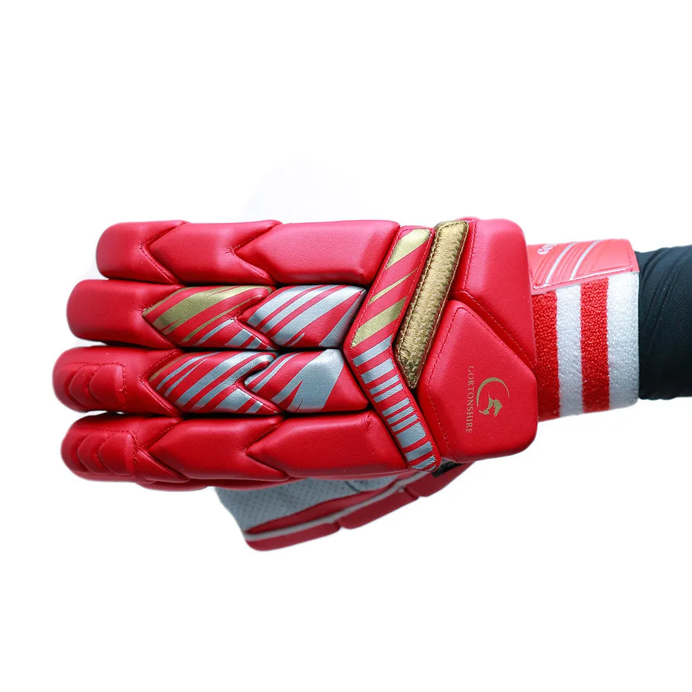 Gortonshire Armour Red Cricket Batting Gloves Mens Size