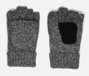 Grey Marled Wool Fingerless Glove