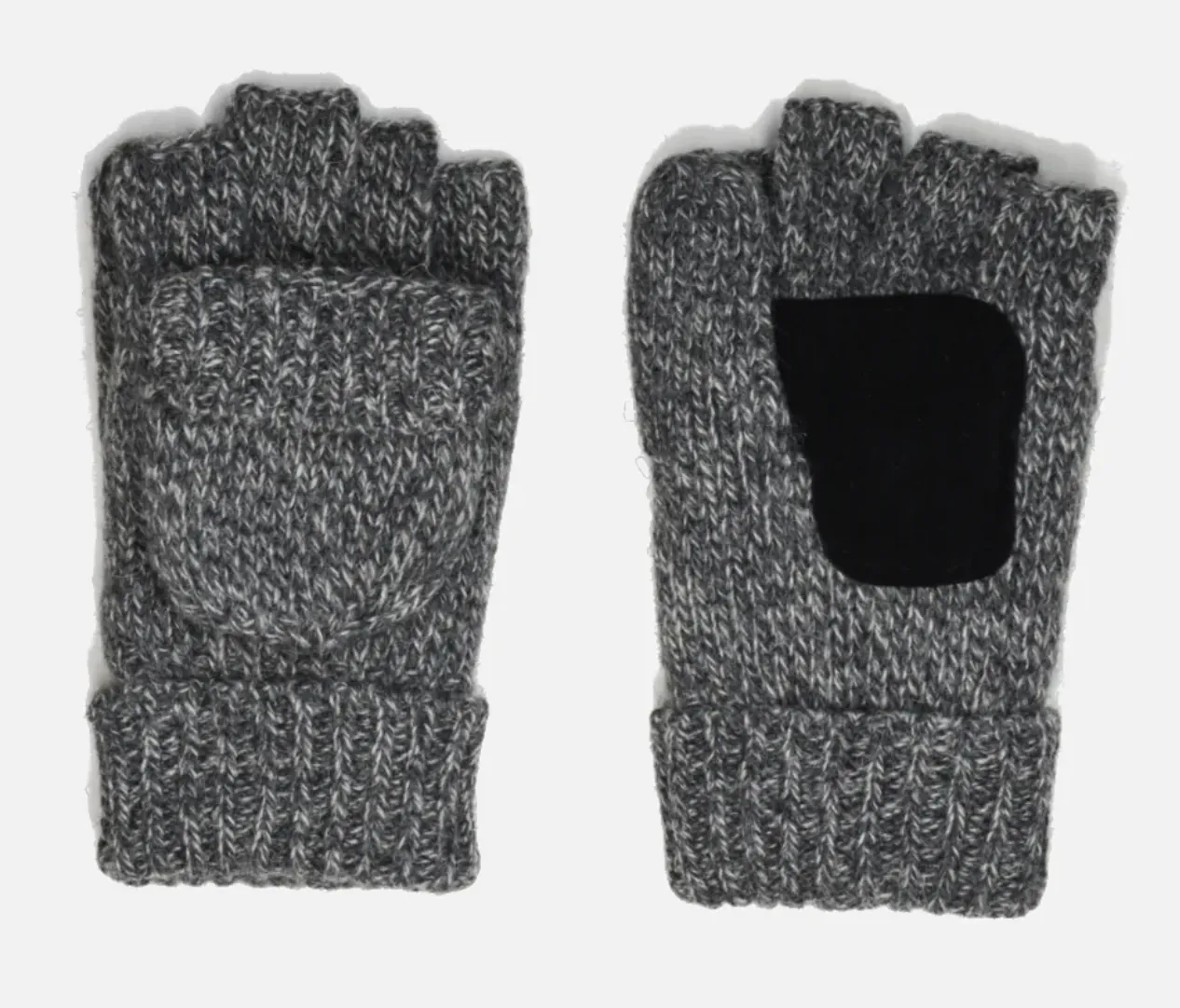 Grey Marled Wool Fingerless Glove