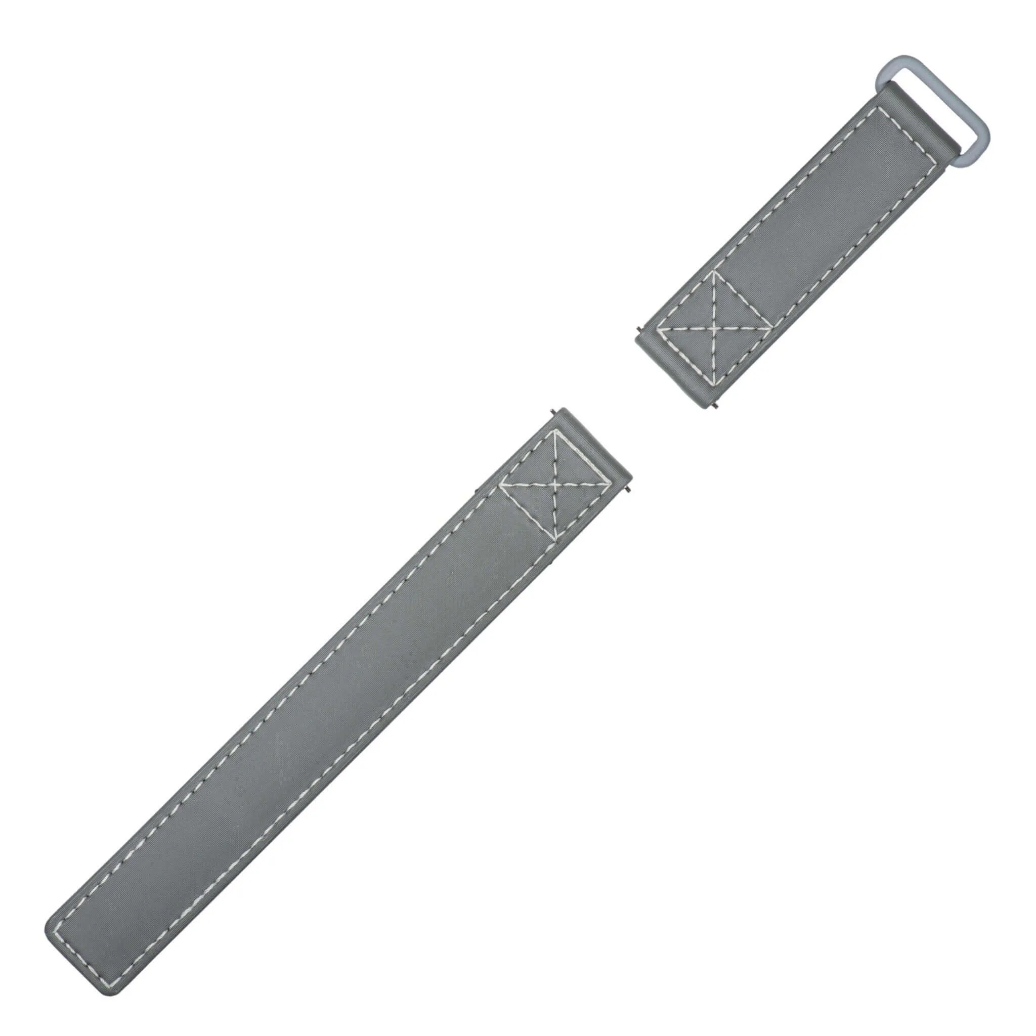 Grey Velcro® Watch Band Ecru Stitches 20mm