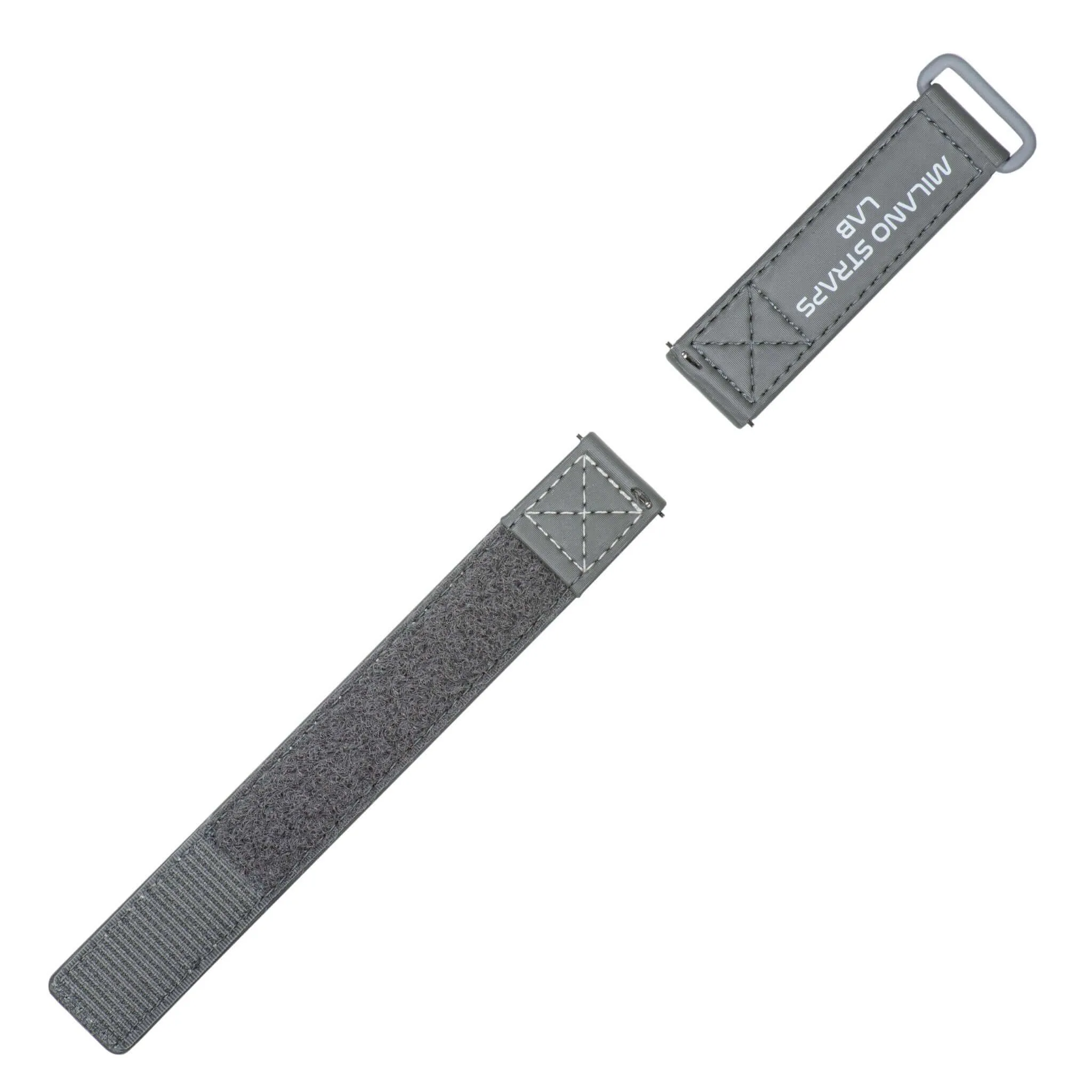 Grey Velcro® Watch Band Ecru Stitches 20mm