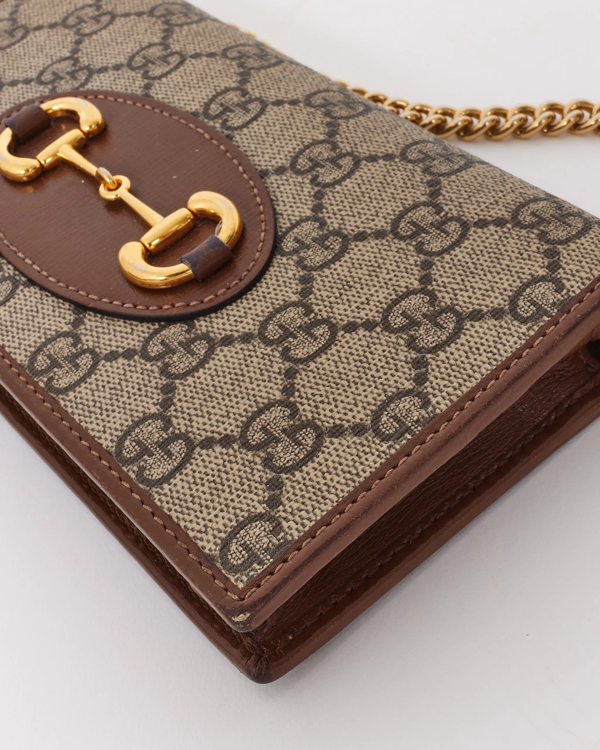 Gucci Beige Canvas Horsebit 1955 Wallet on Chain
