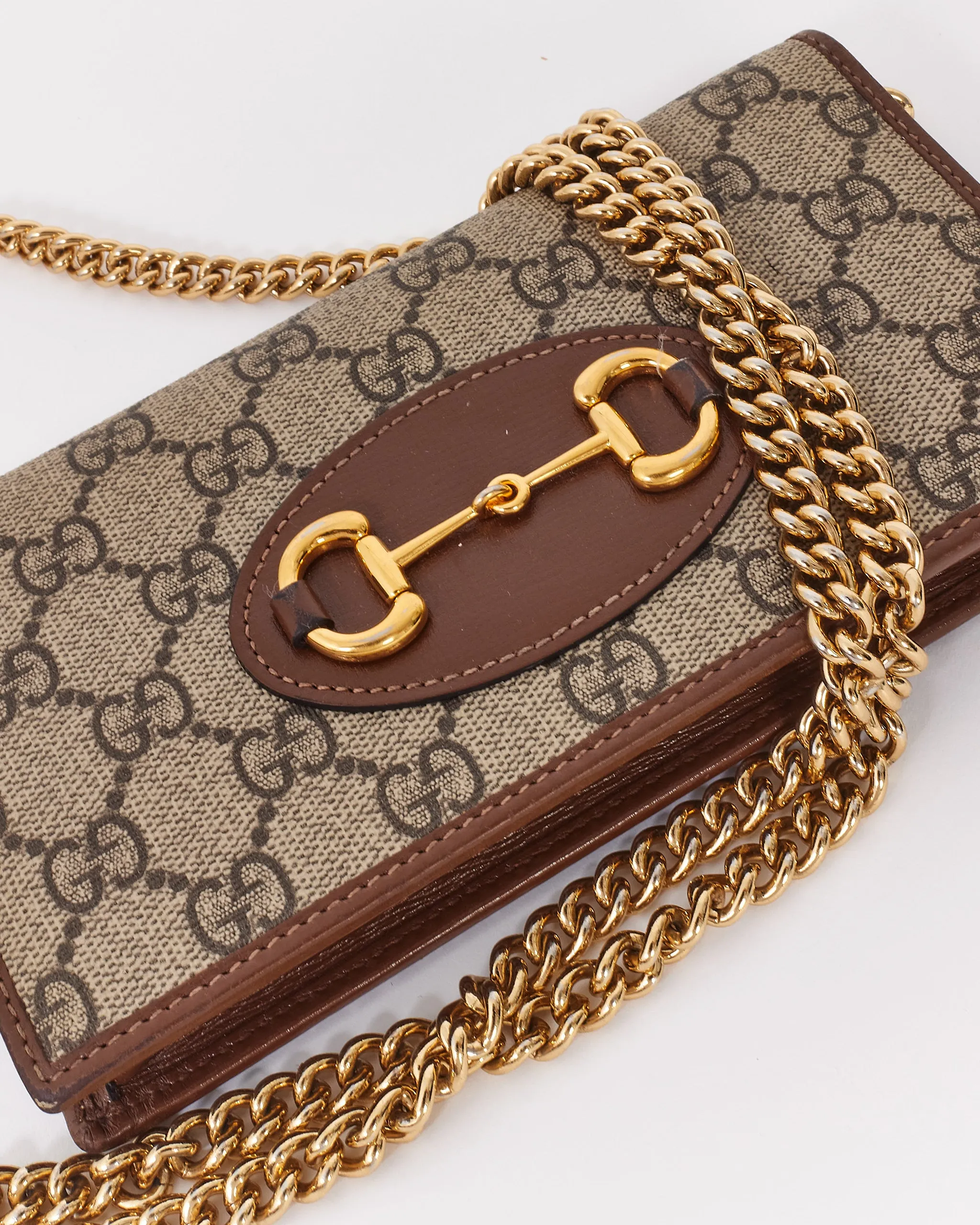 Gucci Beige Canvas Horsebit 1955 Wallet on Chain