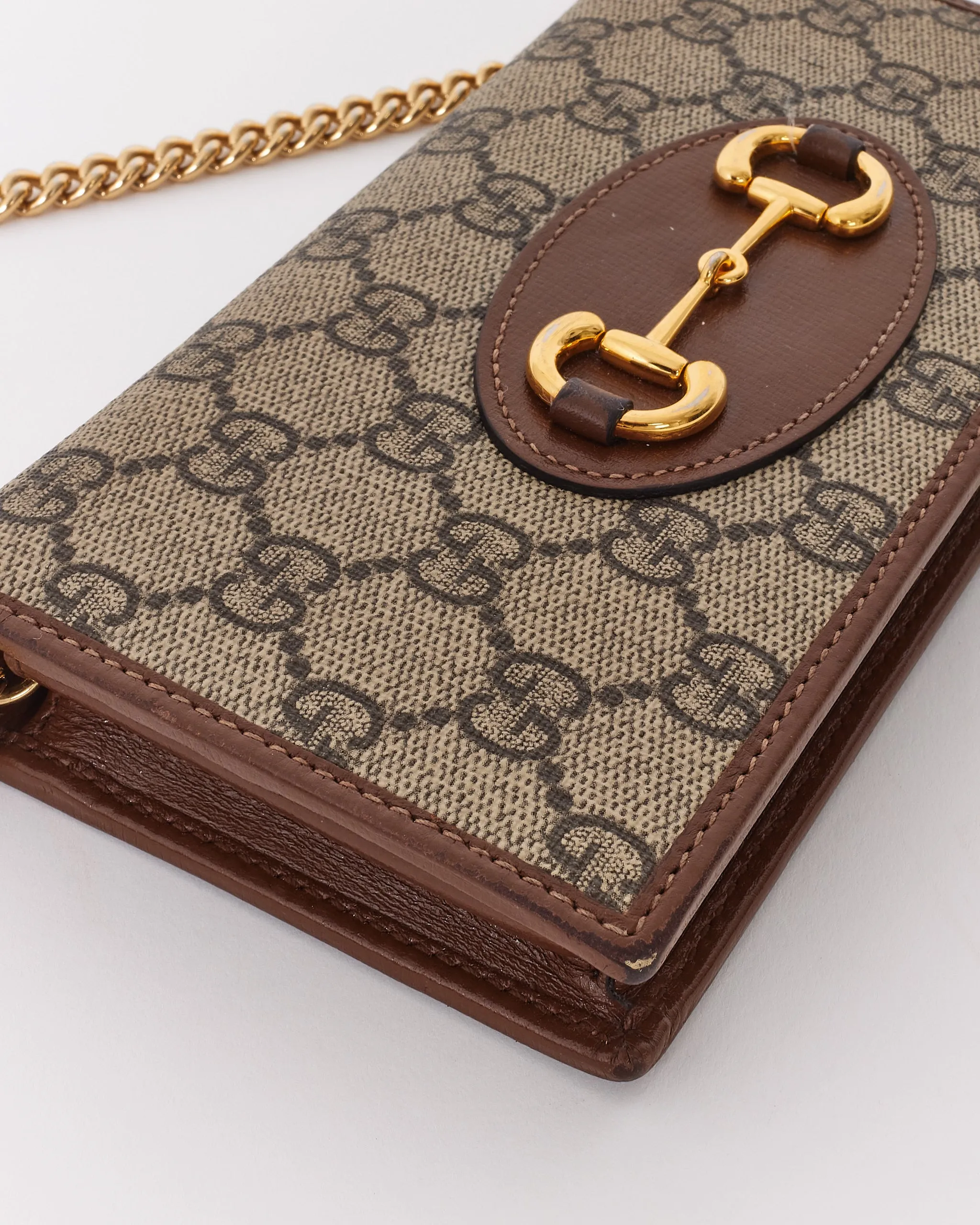 Gucci Beige Canvas Horsebit 1955 Wallet on Chain