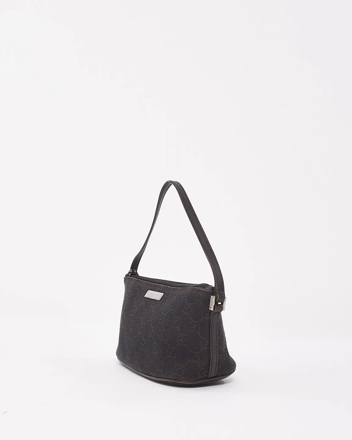 Gucci Black/Brown Monogram GG Canvas Boat Pochette Shoulder Bag