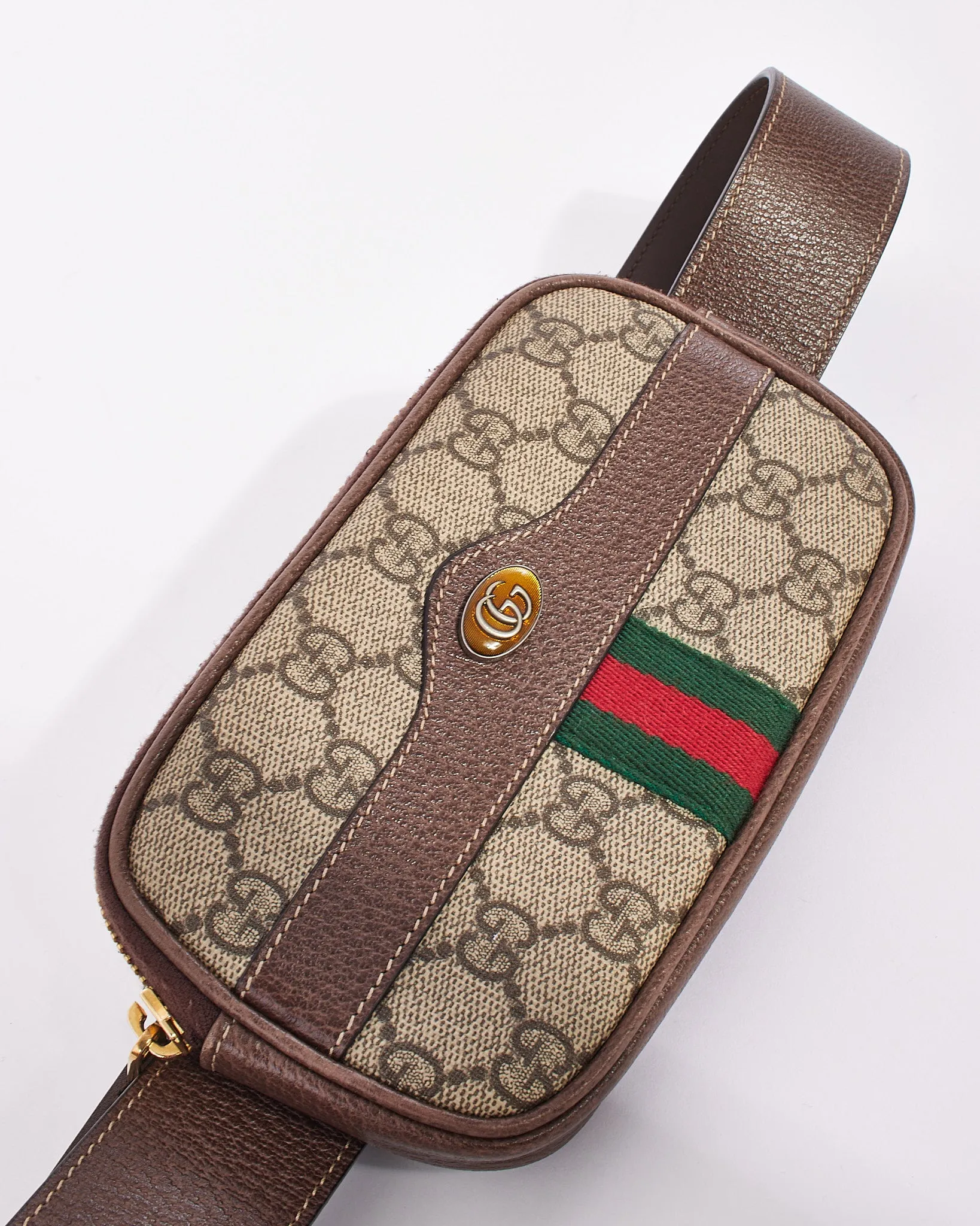 Gucci Brown Canvas GG Supreme Ophidia Mini Belt Bag
