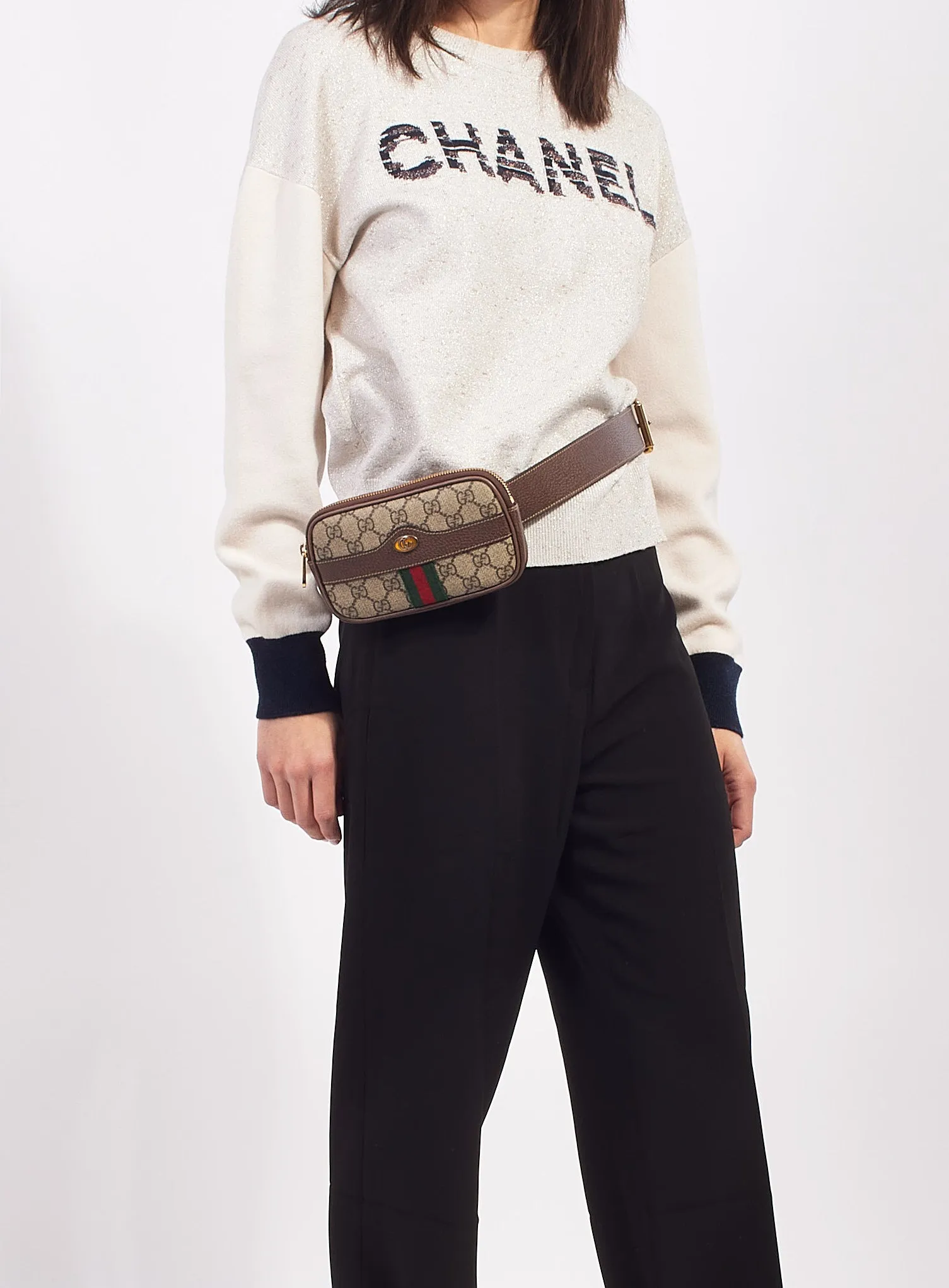 Gucci Brown Canvas GG Supreme Ophidia Mini Belt Bag
