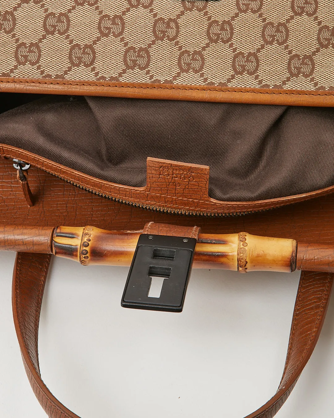 Gucci Brown GG Canvas Bamboo Bullet Bag