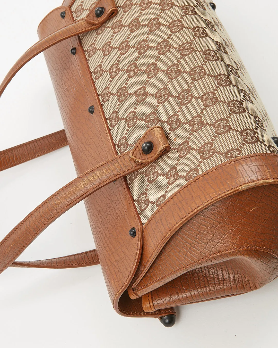 Gucci Brown GG Canvas Bamboo Bullet Bag