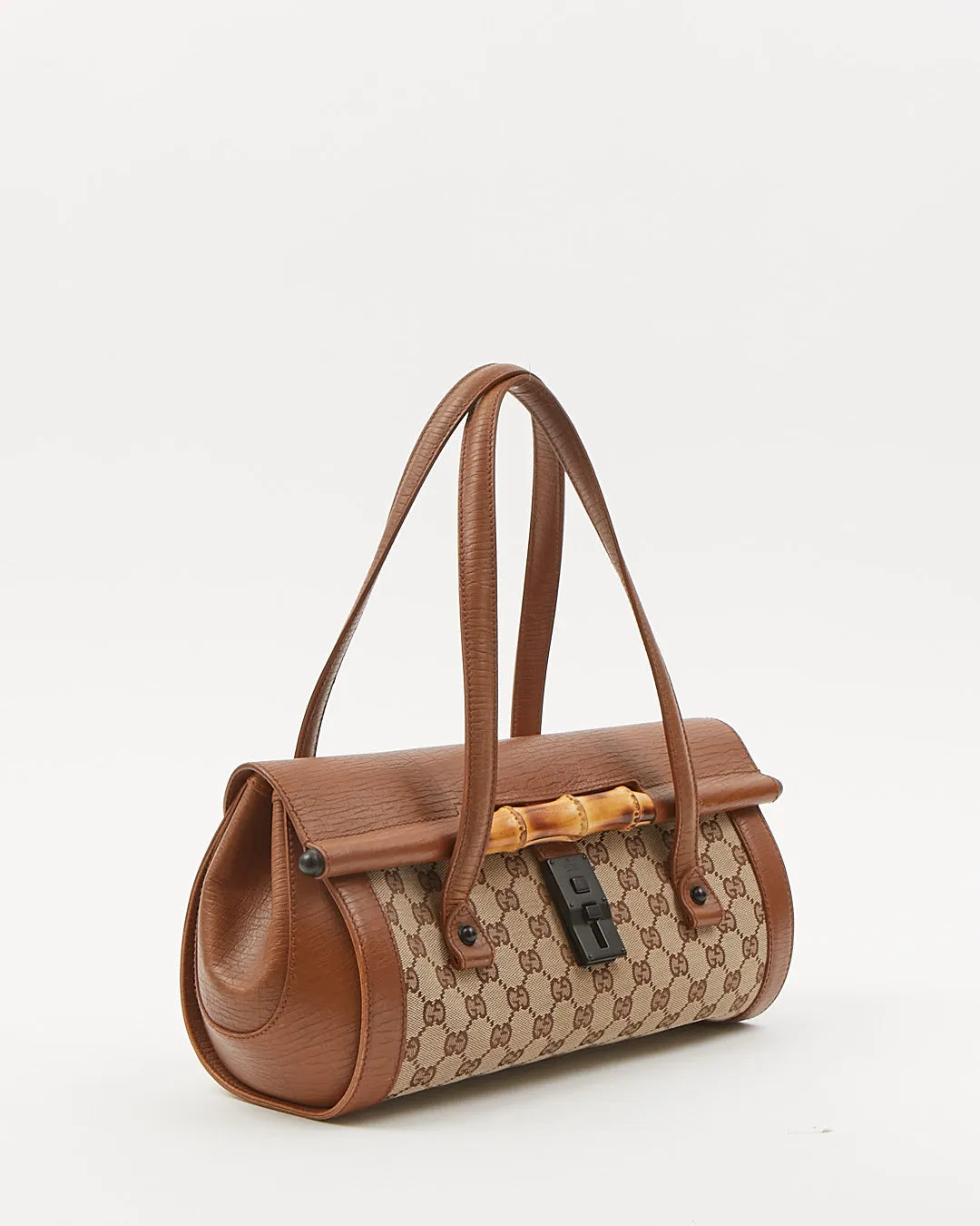 Gucci Brown GG Canvas Bamboo Bullet Bag