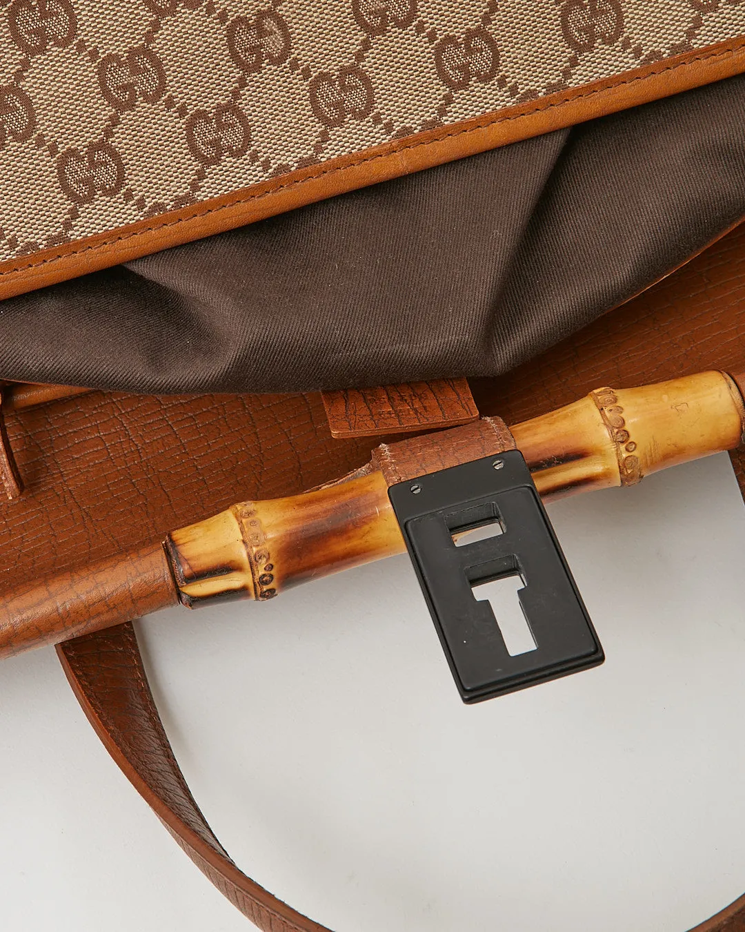 Gucci Brown GG Canvas Bamboo Bullet Bag