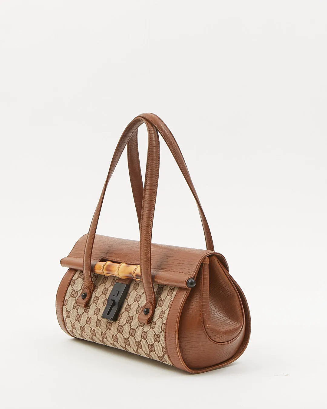 Gucci Brown GG Canvas Bamboo Bullet Bag