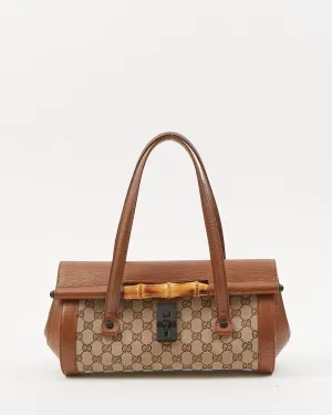 Gucci Brown GG Canvas Bamboo Bullet Bag