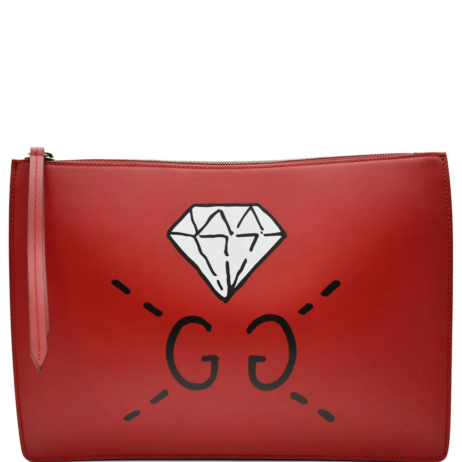Gucci Diamond GG Calfskin Leather Messenger Bag Red 429004