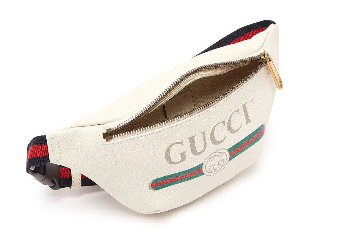 Gucci Logo Belt Bag in White Leather