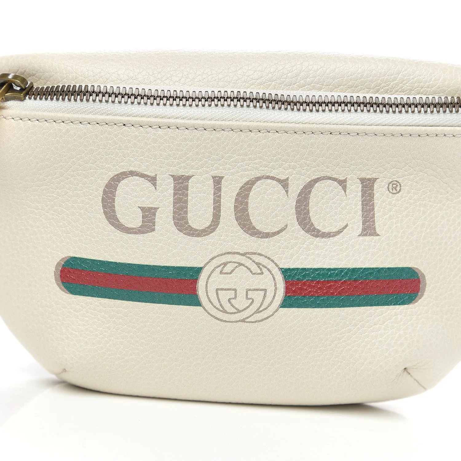 Gucci Logo Belt Bag in White Leather