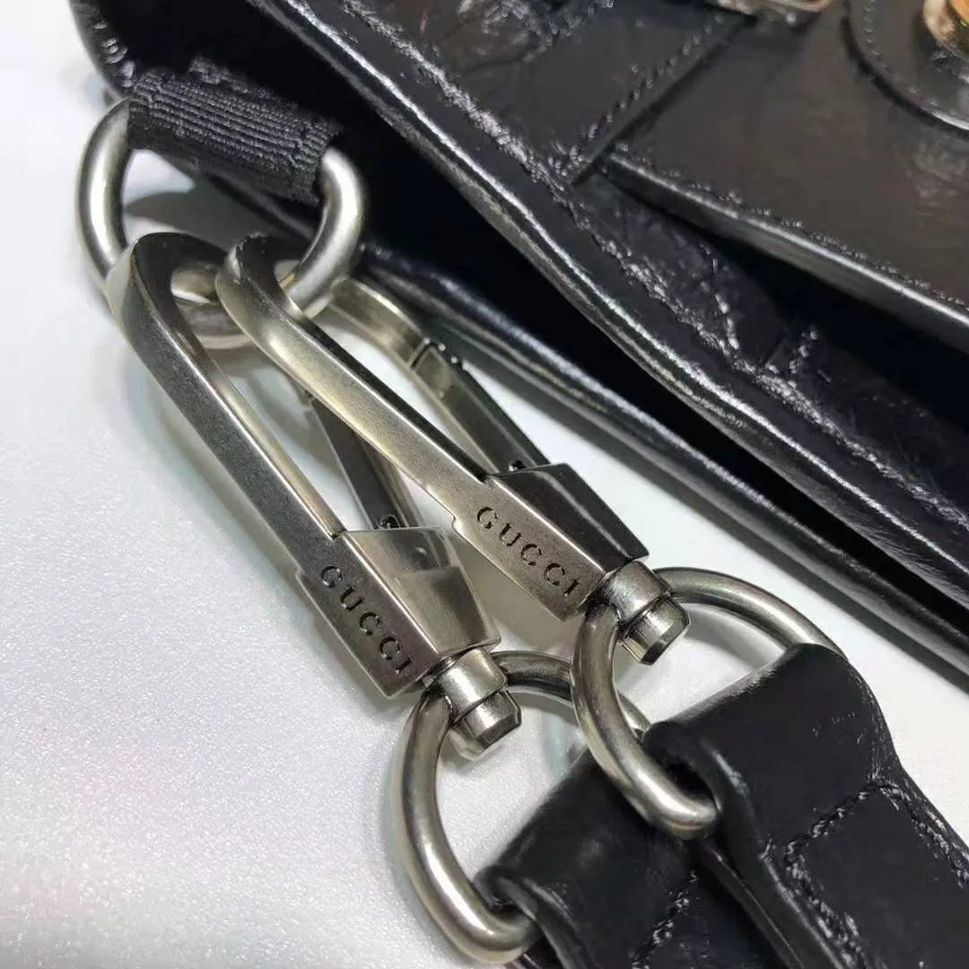 Gucci Medium Soft Leather Messenger Bag In Black