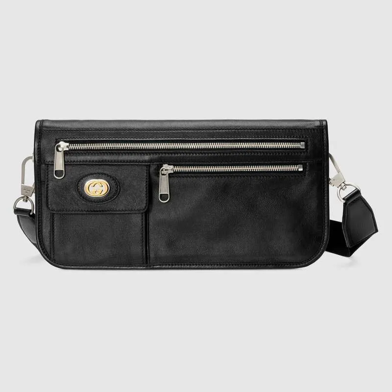 Gucci Medium Soft Leather Messenger Bag In Black