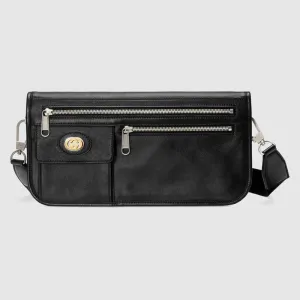 Gucci Medium Soft Leather Messenger Bag In Black