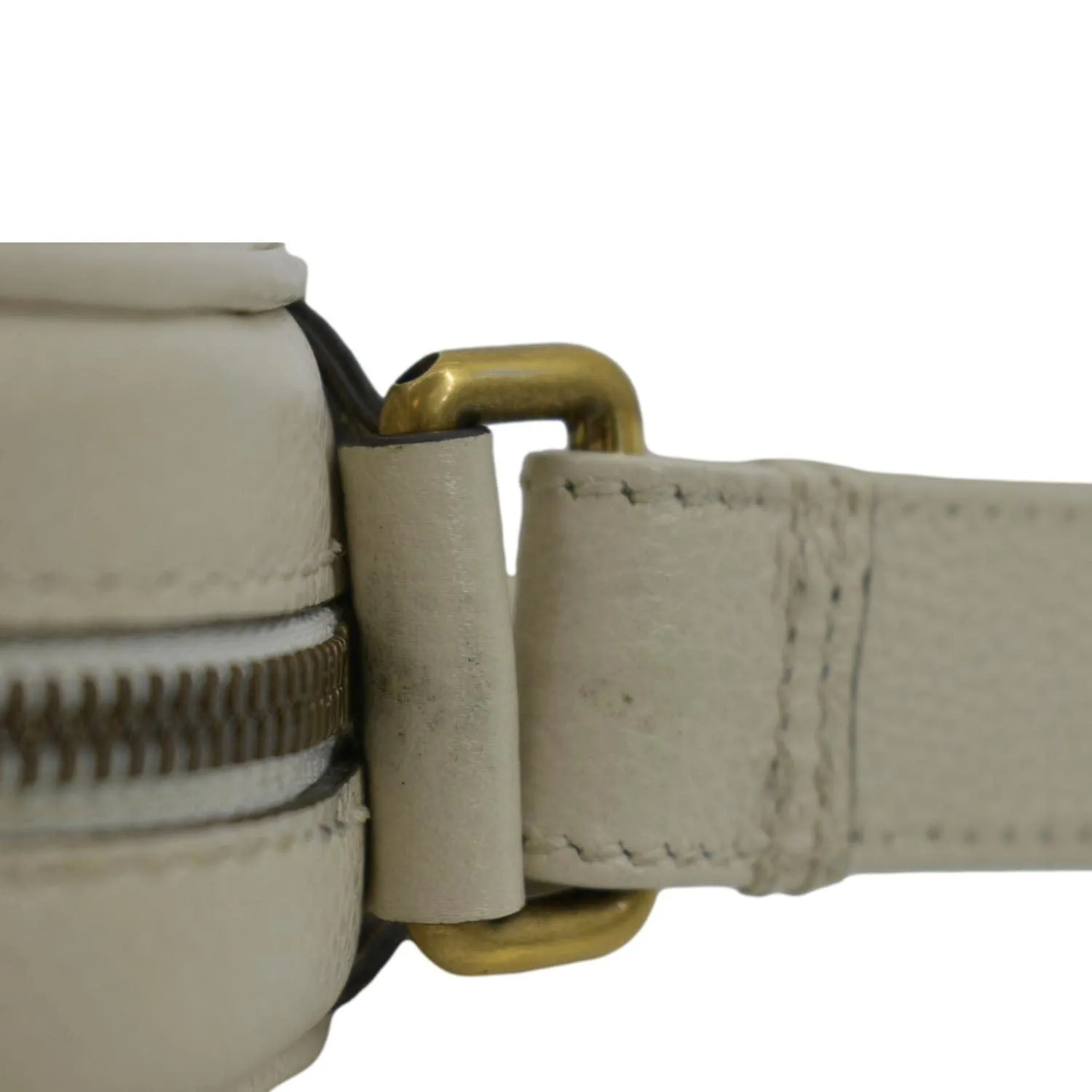 GUCCI Mini Logo Leather Crossbody Messenger Bag Off White 574803