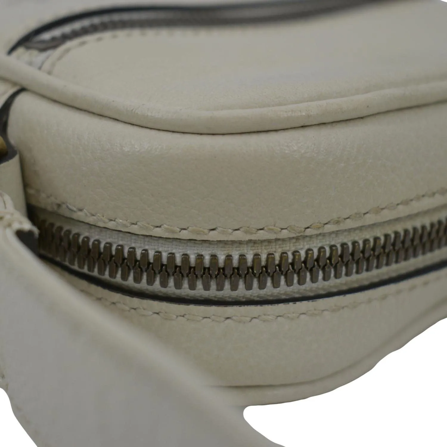 GUCCI Mini Logo Leather Crossbody Messenger Bag Off White 574803