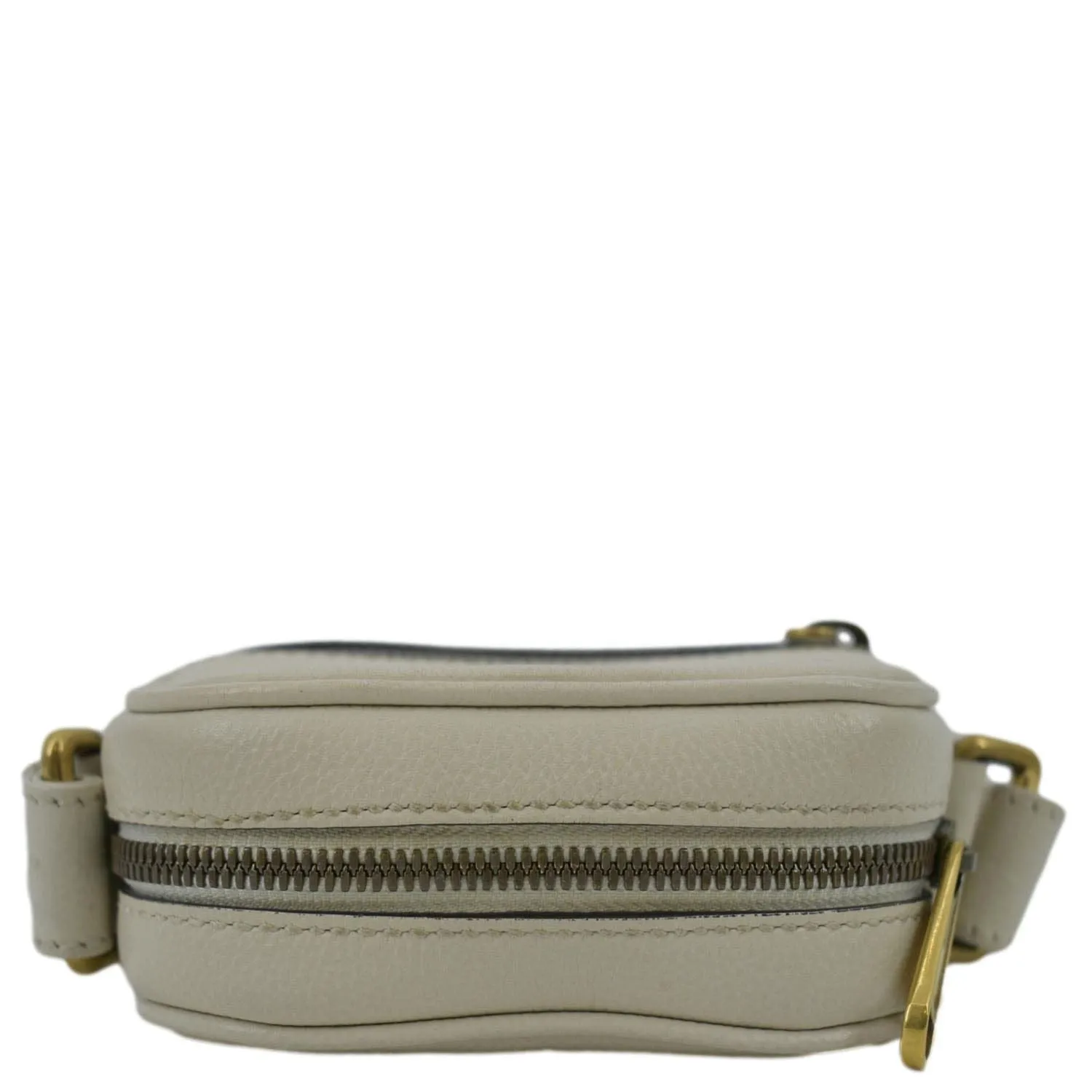 GUCCI Mini Logo Leather Crossbody Messenger Bag Off White 574803