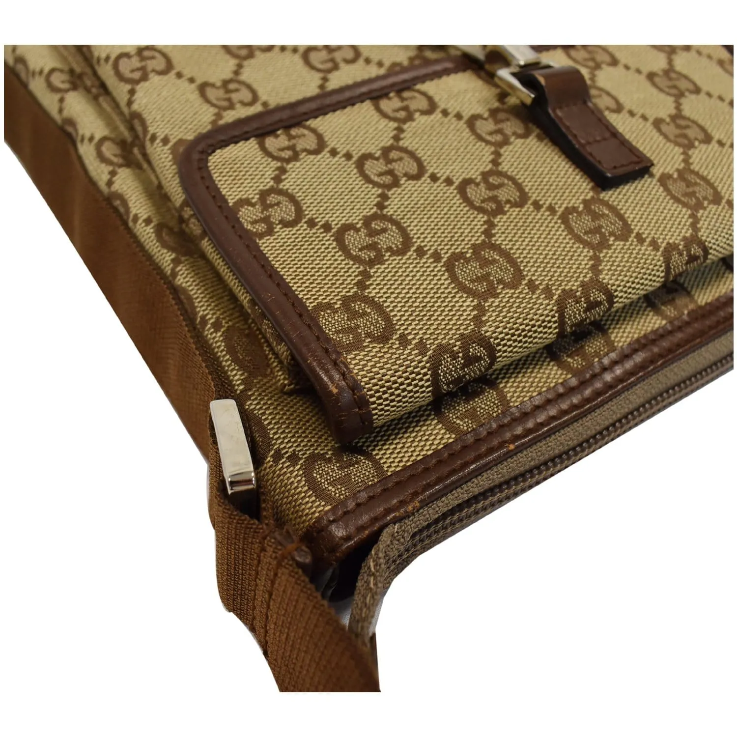 GUCCI Monogram Canvas Small Messenger Bag Brown 92646