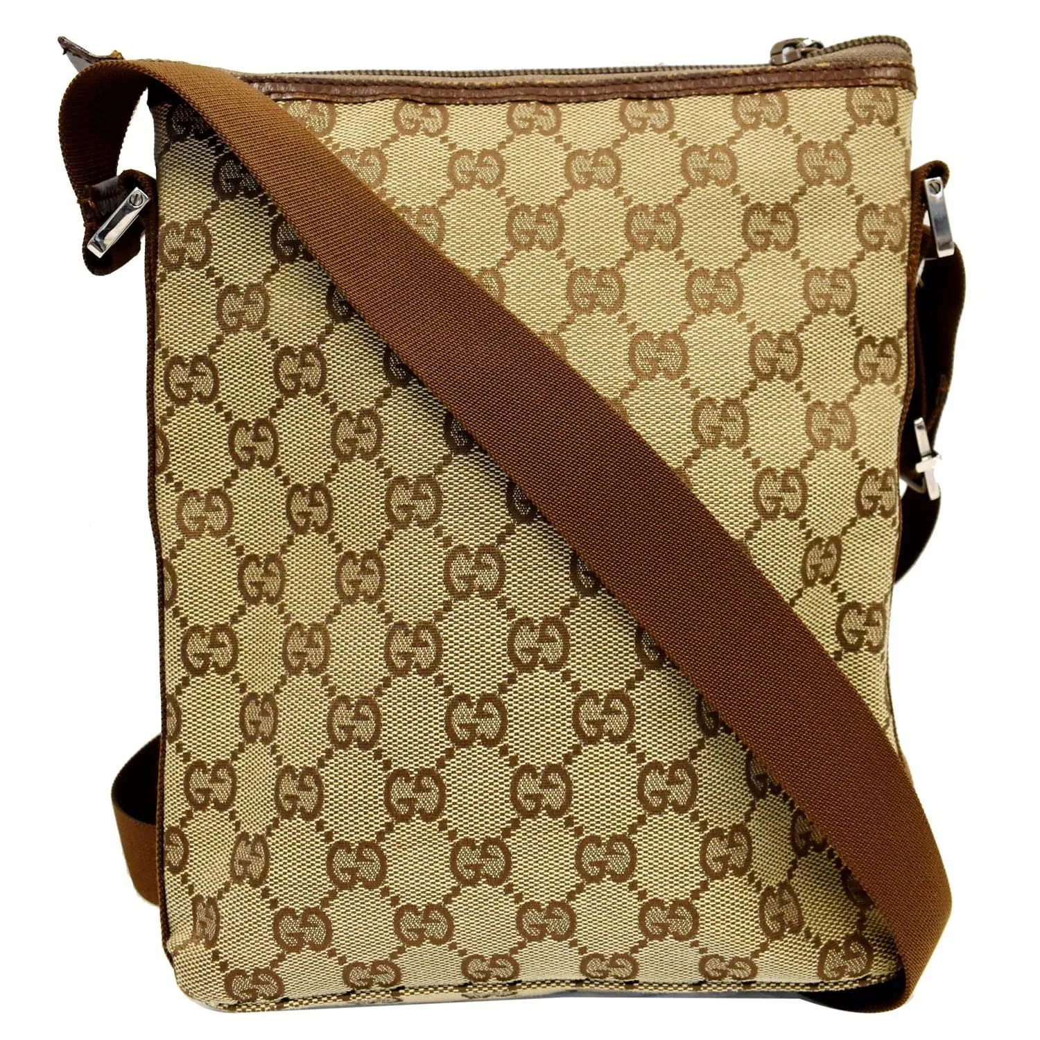 GUCCI Monogram Canvas Small Messenger Bag Brown 92646