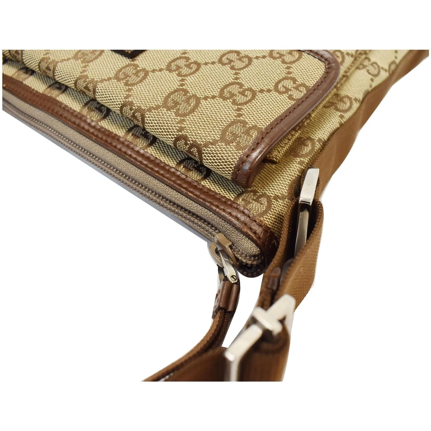 GUCCI Monogram Canvas Small Messenger Bag Brown 92646
