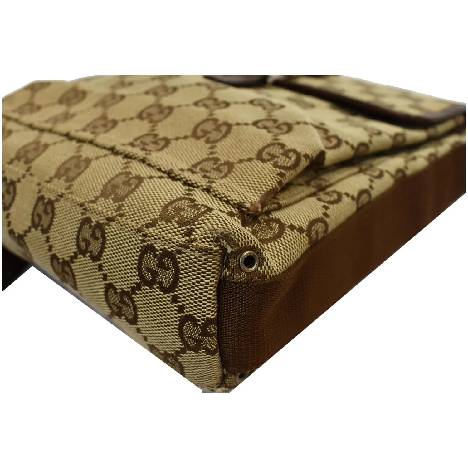 GUCCI Monogram Canvas Small Messenger Bag Brown 92646