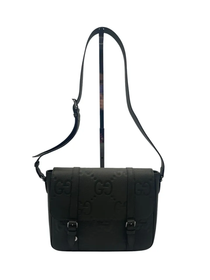 Gucci Olive Leather Jumbo GG Messenger Unisex Purse