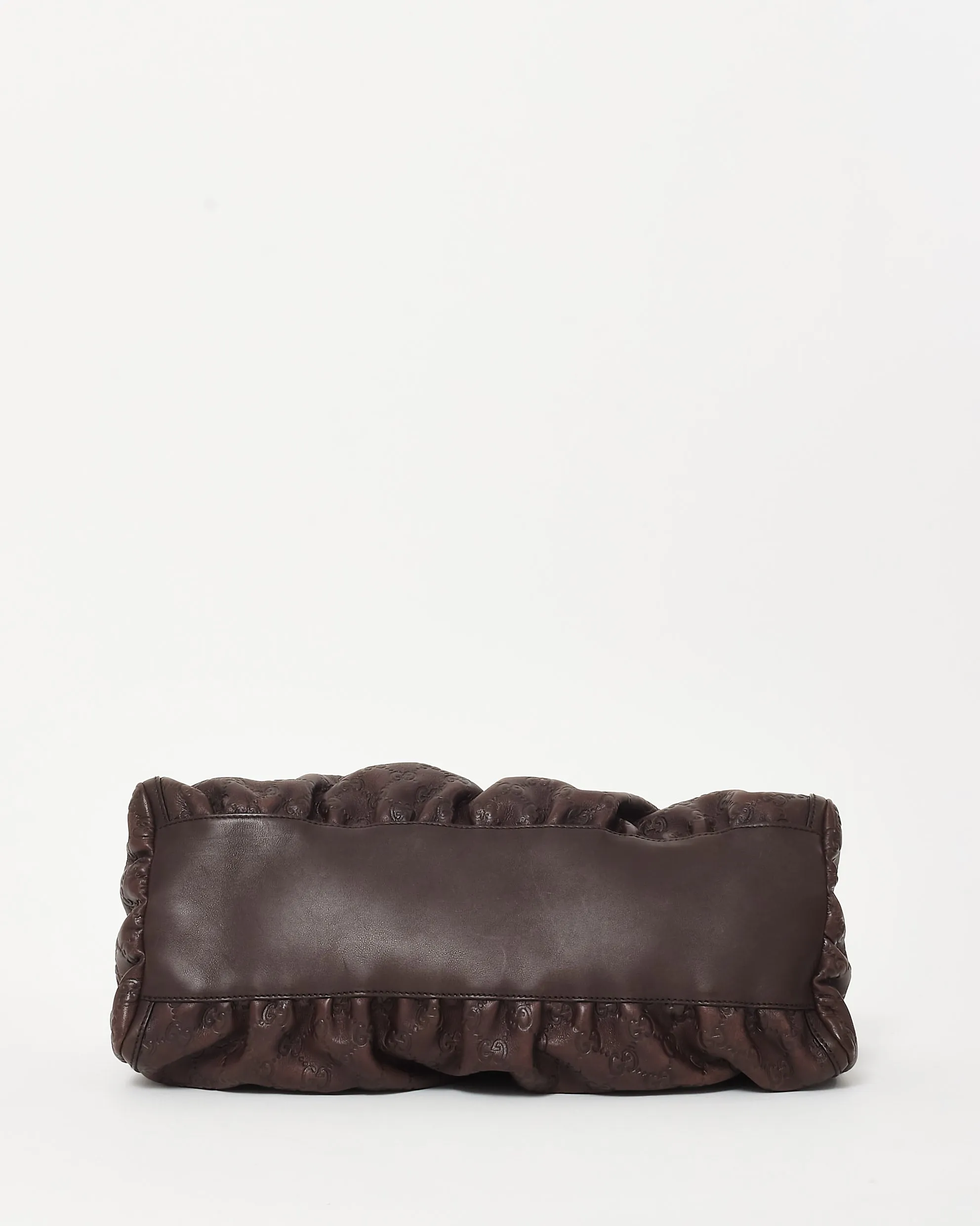 Gucci Vintage Brown GG Guccissima Leather D-Ring Shoulder Bag