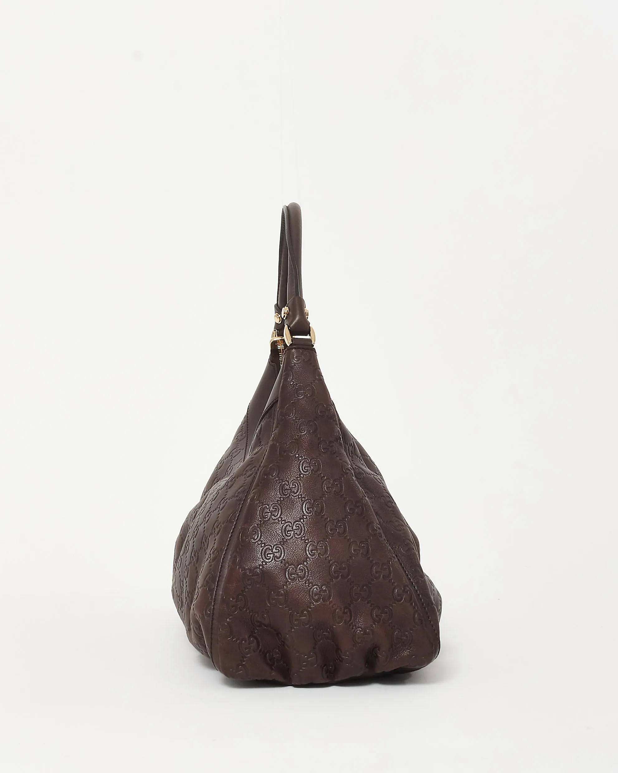 Gucci Vintage Brown GG Guccissima Leather D-Ring Shoulder Bag