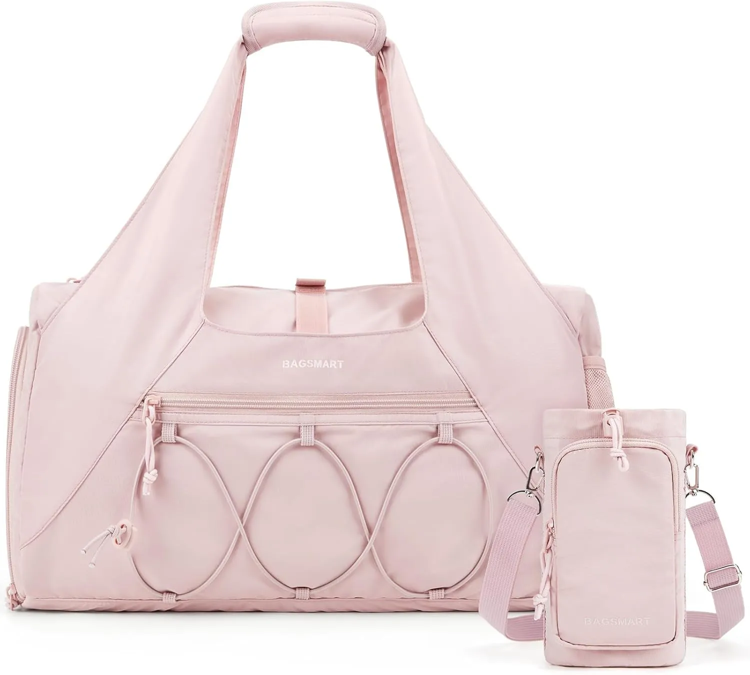 Gym Bag for Women, Lightweight Duffel Bag with Shoe Compartment, Weekender Bags with Wet Pocket, Workout Yoga Tote Bag for Women, Pink