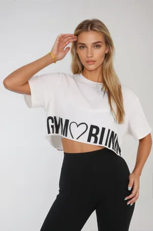 Gym Bunny loose fit crop top- White