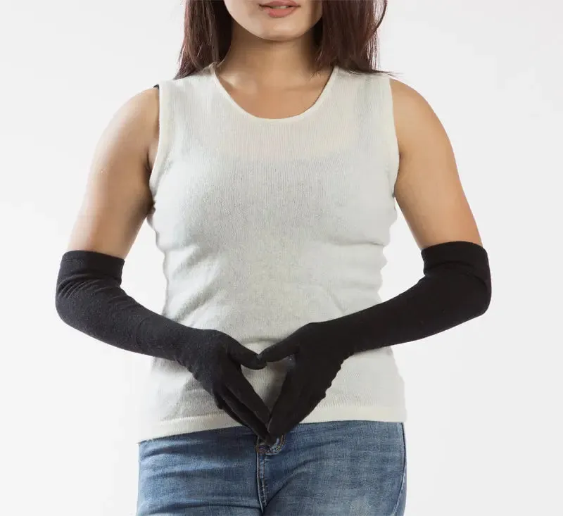 Hand Knitted Gloves Long Black