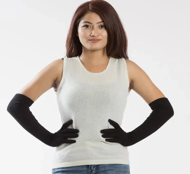 Hand Knitted Gloves Long Black