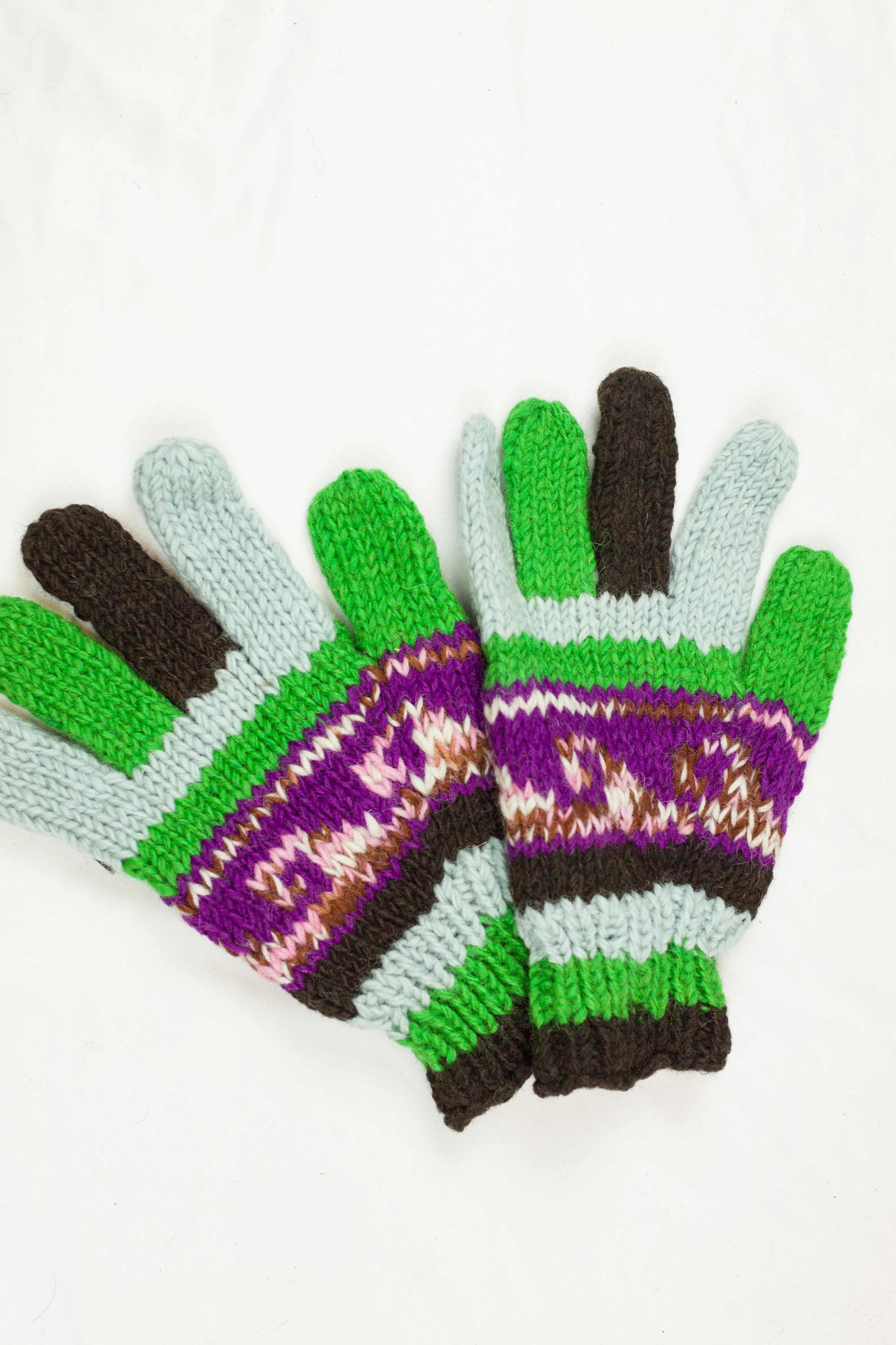 Hand knitted woolen gloves with soft inner fleece liner - unisex